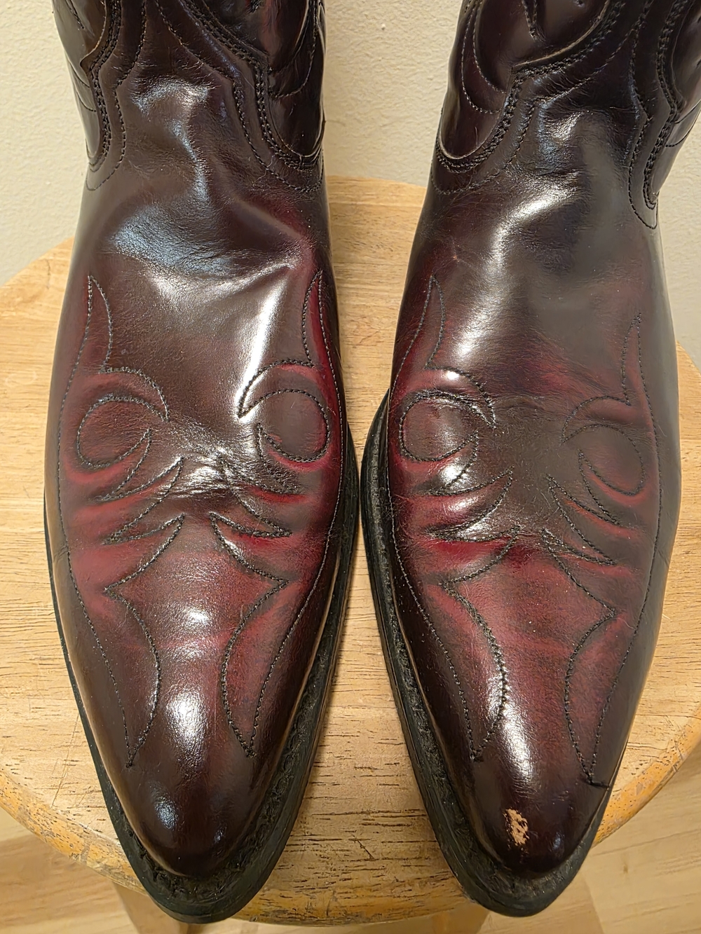 Acme USA Men's Western Leather Cowboy Boots - Burgundy - Picture 2 of 11